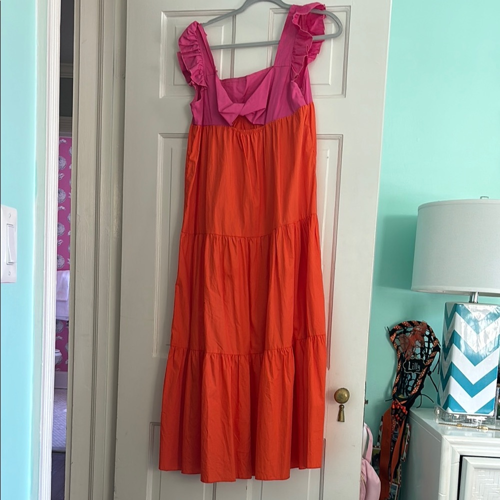 Orange and pink maxi dress